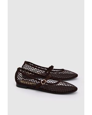 Tilly Mesh Mary-Jane Faux Leather Ballet Pumps