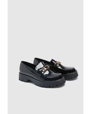 Faith: Jackie Faux Leather Trim Detail Chunky Loafers