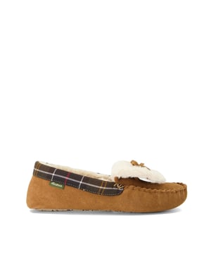 Barbour Ladies Ladies Darcie1 - Tartan-Trim Suede Slippers
