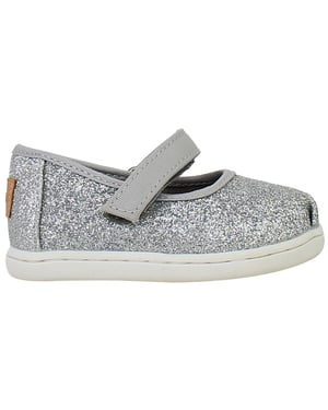 Toms Mary Jane Kids Silver Plimsolls