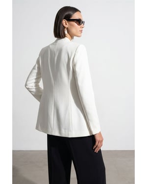 Kvinnors Slim Fit Crepe Blazerjacka