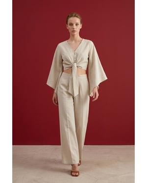 Katoenen Co-ord Set met Strikdetail