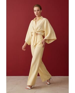 Katoenen Co-ord Set met Strikdetail