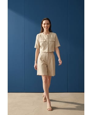 Katoenen Poplin Shirt en Shorts Set