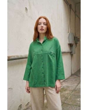Oversized Linnenmix Lange Mouw Shirt