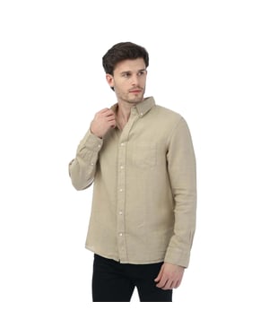 Gant Heren Linnen Kledingstuk Geverfd Normaal Overhemd (Beige)