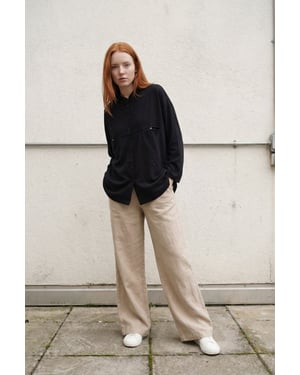 Overmaatse Linnenmix Lange Mouwen Shirt