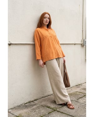 Oversized Linnenmix Lange Mouwen Shirt