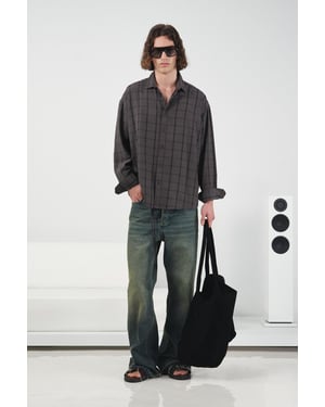 Overmaatse geruite geweven chemise