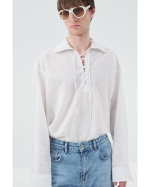 Heren Katoenen Poplin Strikblouse