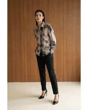 Slangenprint Satijnen Geweven Shirt
