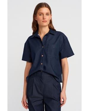 Vrouwen Linnen Gemengde Korte Mouwen Shirt