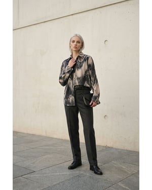 Vrouwen Abstracte Velours Geweven Blouse