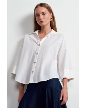 Losse Katoenen Poplin Shirt
