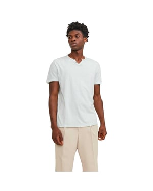 Jack And Jones Heren Split Hals T-shirt met Korte Mouwen (Lichtblauw)