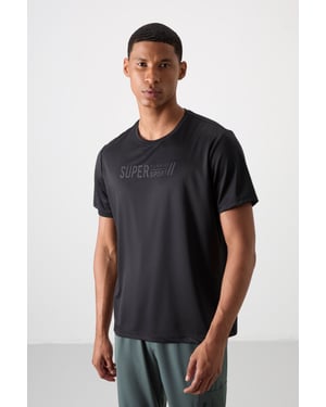 Herr T-shirt med tryck och rundad hals