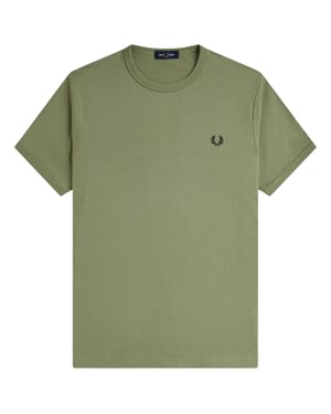 Fred Perry Ringer T-Shirt Olive Mint Green