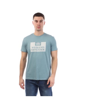 Weekend Offender Heren McMoney Box Logo T-Shirt (Lichtblauw)