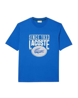 Lacoste Heren Zwaar Katoenen T-Shirt (Blauw)