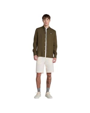 Timberland Heren Linnen Relaxed Fit Overhemd (Bladgroen)