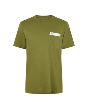 Original Penguin Heren Logo borstzak T-shirt (Olijftak)