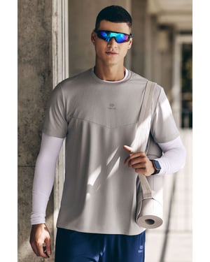 Heren Effen Polyester Ronde Hals T-shirt