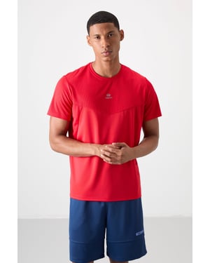 Heren Effen Polyester T-shirt met Ronde Hals