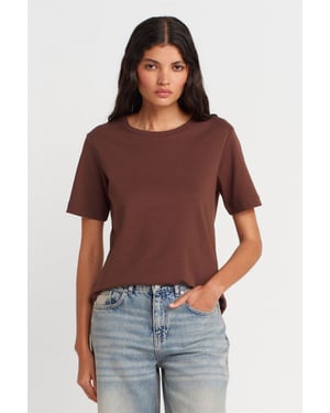Dames Katoenen Crew Neck T-Shirt