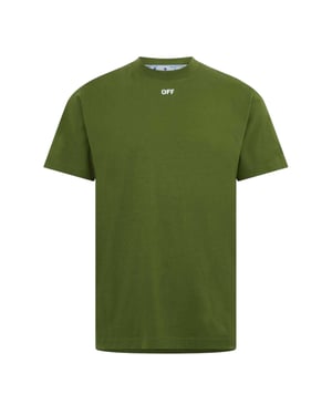 Off White Heren Belettering Katoen Regular T-shirt (Groen, Wit)