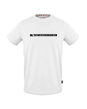 Aquascutum Heren-T-shirt met contrasterende strepen en logo (Wit)