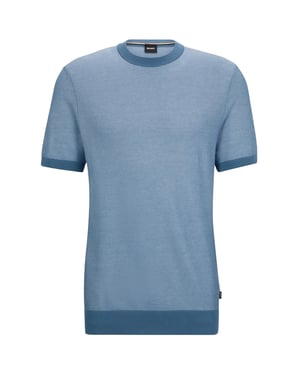 Boss Heren Tantino Gebreid T-Shirt (Lichtblauw)