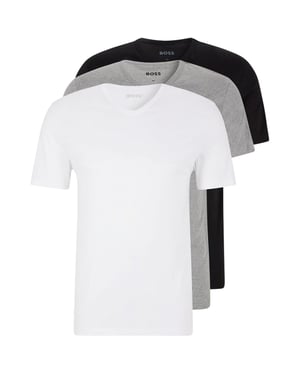 Boss Mannen Logo V-Hals T-Shirt (Pakket van 3) (Wit/Grey/Zwart)