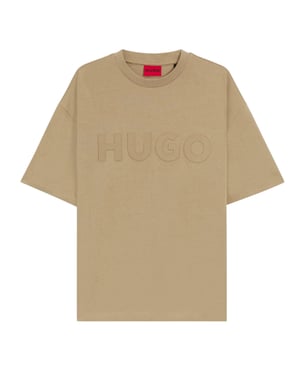 Hugo Heren Dinkee Logo Oversized T-shirt (Beige)