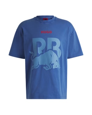 Hugo Unisex volwassen RB F1 Racing Grafisch T-Shirt met opdruk (Medium Blauw)