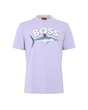 Boss Heren Fish Katoenen T-Shirt (Paars)