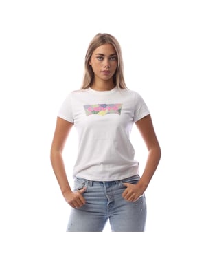 Levis Patchwork-T-shirt för dam och dam (Ljus vit)