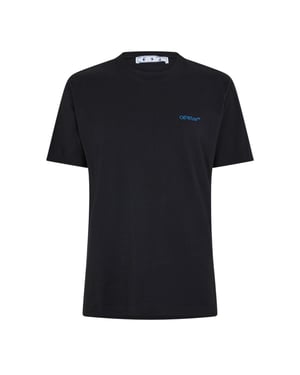 Off White Katoenen Regular T-shirt Heren (ZWART/BLAUW)