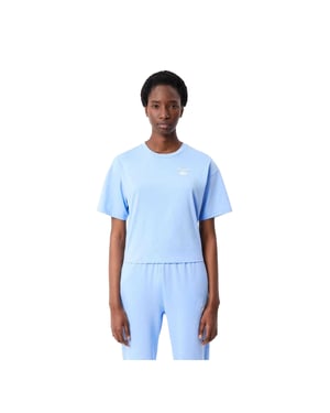 Lacoste Dames/Dames Logo Zwaar Katoen Relaxed Fit T-shirt (Lichtblauw)