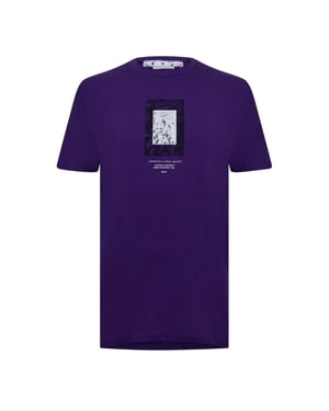Off White Kortärmad T-shirt i bomull för män, normal passform (Lila)