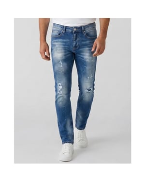 True Rise Jeans slim fit met gaten spijkerbroek volwassenen