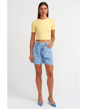 Hoge Taille Wijde Spijkerbroek Shorts
