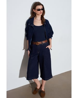 Hoge Taille Wijde Spijkerbroek Shorts