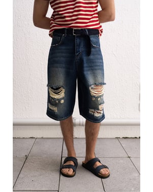 Förstörda Denim Vida Midishorts