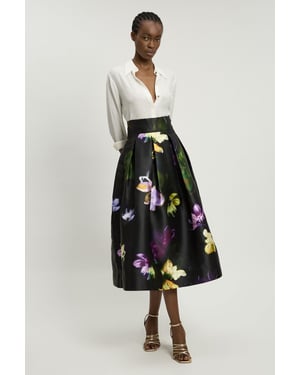 Floral Woven Twill Prom Skirt
