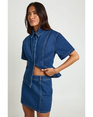Seam Detail Denim Mini Skirt