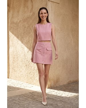Katoenen Vest en Mini Rok Set