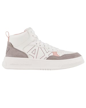 Armani Exchange Dam/Ladies Colour Block High Top-träningsskor (Vit/rosa)