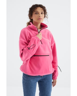 Overmaatse Pluche Half-Zip Sweatshirt