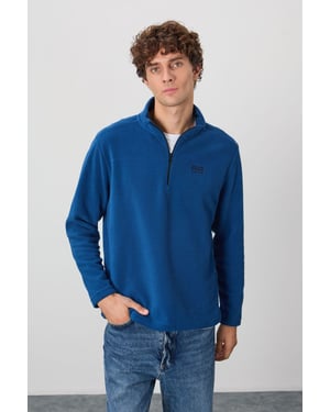 Heren Pluche Half-Zip Sweatshirt