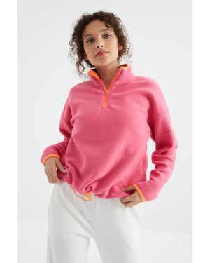 Oversized Pluche Halflange Rits Sweater